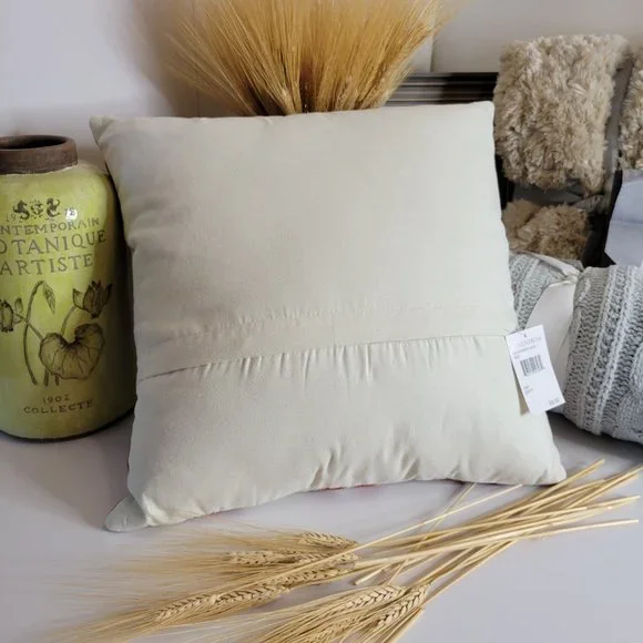 Accent Pillow, Nordstrom, Wool Embroidery Detail One Side, Rust Beige18"x18" - Picture 4 of 7